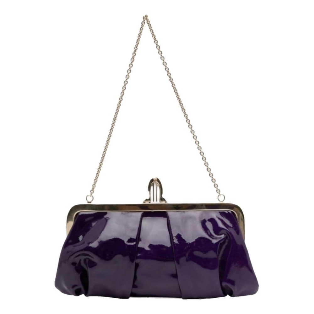 Christian Louboutin Miss Loubi Patent Leather Clutch on a Chain in Purple